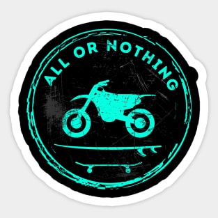 Motorcycle Surf Skate All Or Nothing (Blue) Sticker